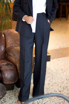 pantalon de tailleur femme twill de laine noir Made in France par Facettes Studio