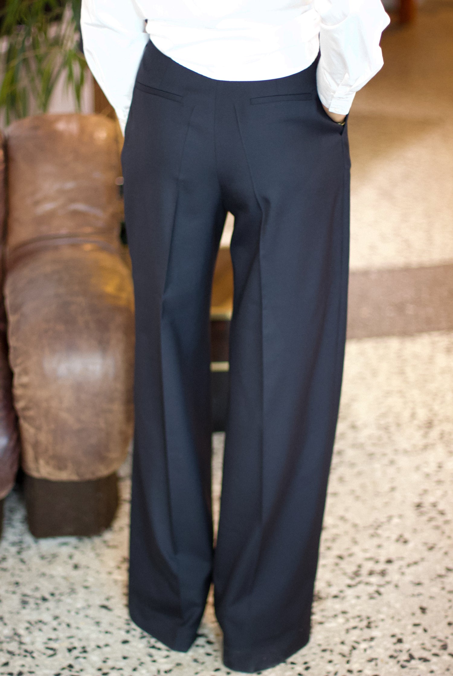 pantalon de tailleur femme twill de laine noir Made in France par Facettes Studio