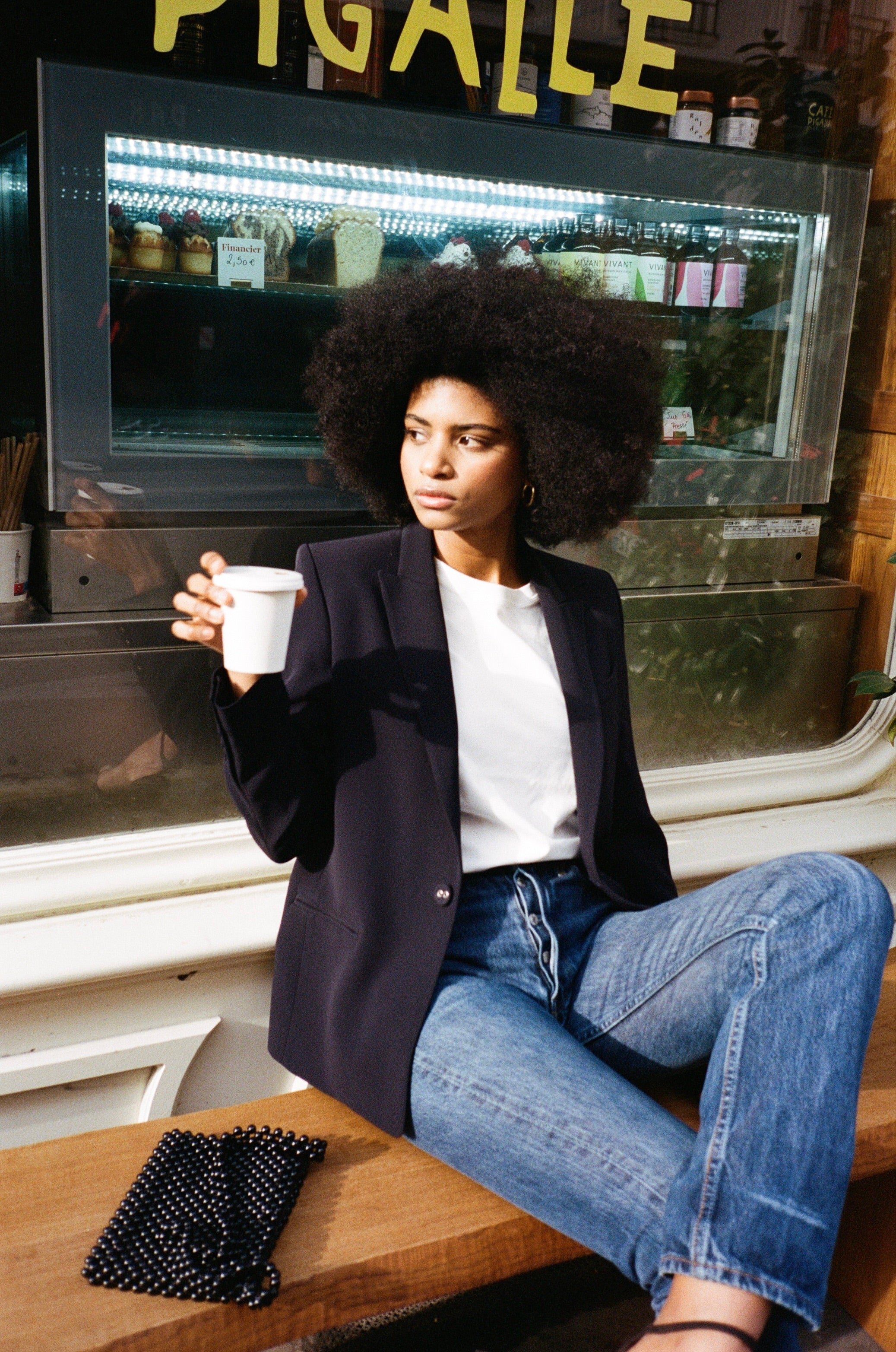 veste blazer Diana crepe bleu nuit made in France par Facettes Studio