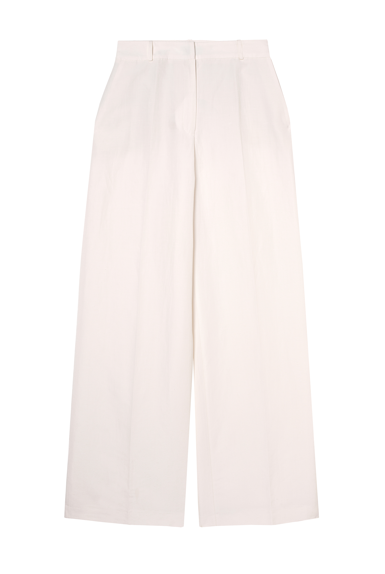 pantalon de tailleur femme toile de lin et soie blanc cassé Made in France par Facettes Studio