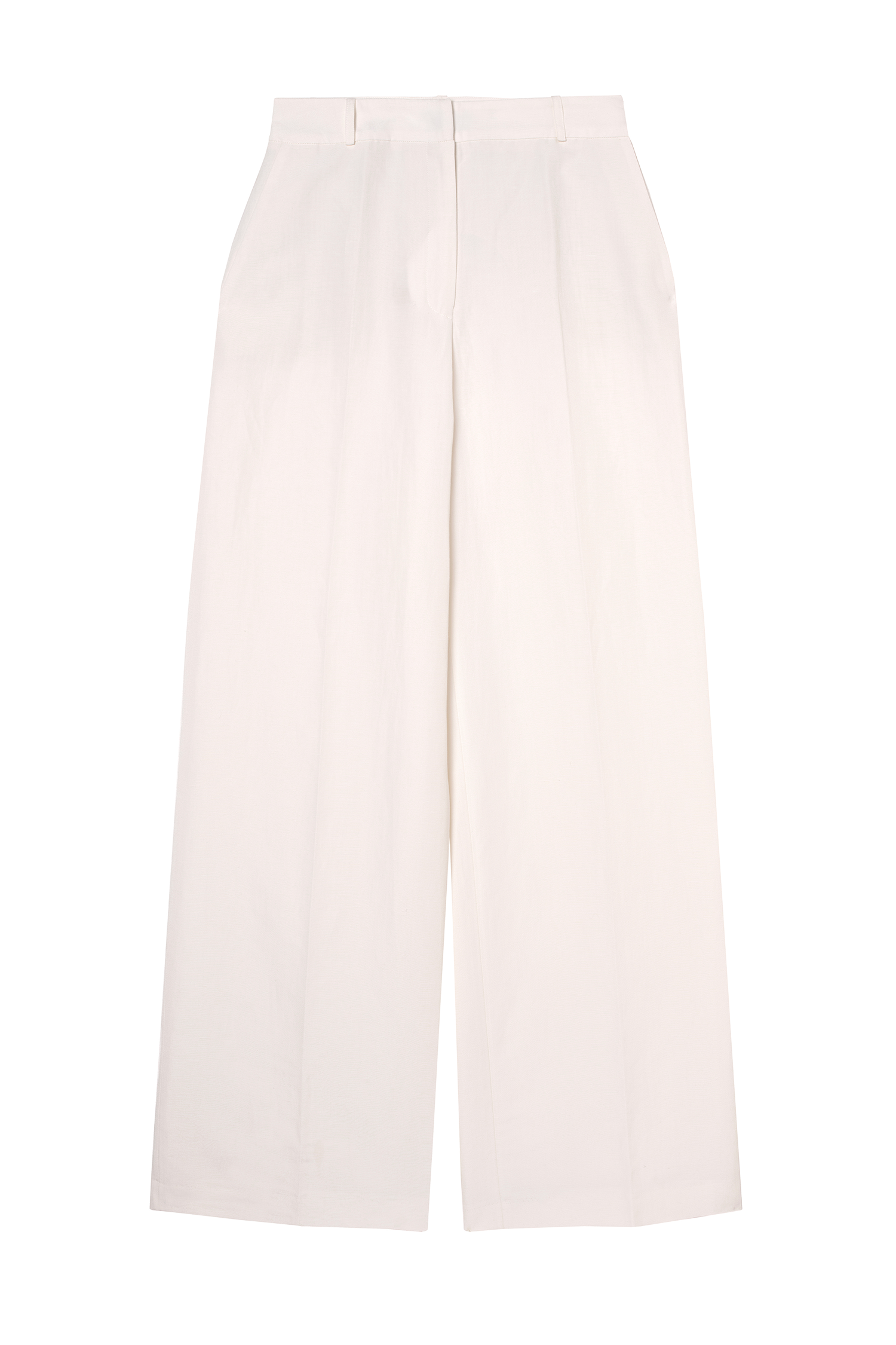 pantalon de tailleur femme toile de lin et soie blanc cassé Made in France par Facettes Studio