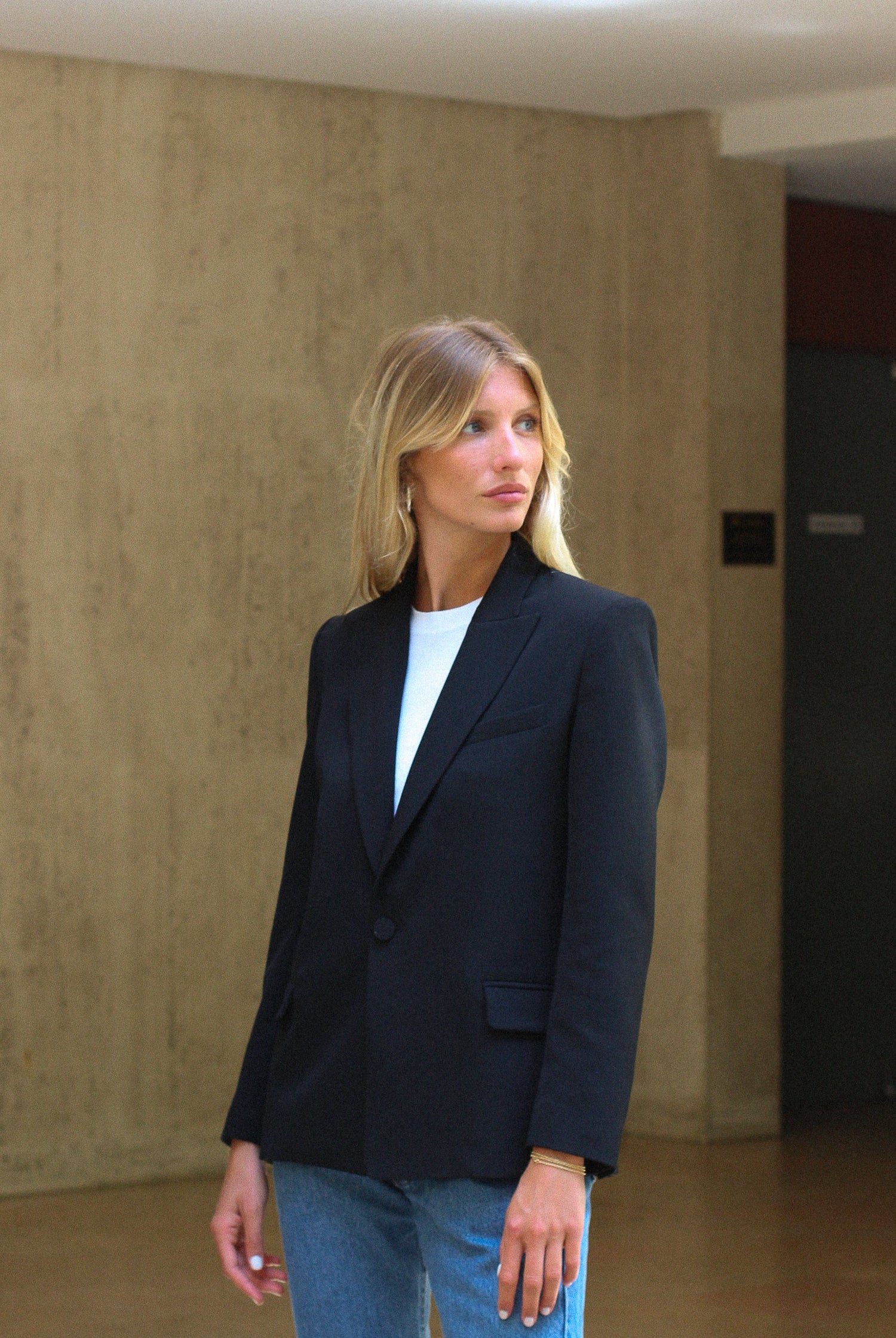 veste blazer Lauren Gabardine noire made in France par Facettes Studio