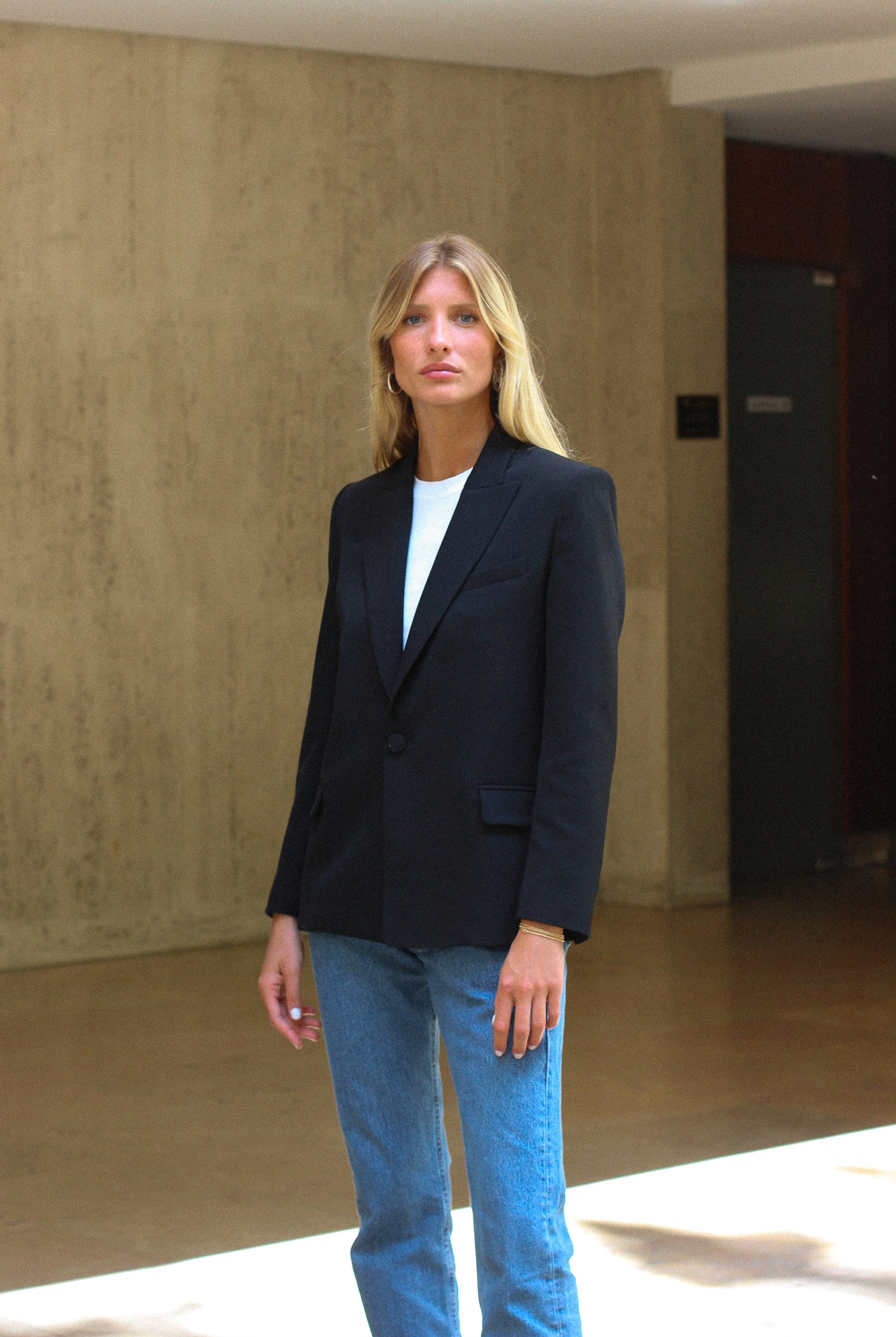 veste blazer Lauren Gabardine noire made in France par Facettes Studio
