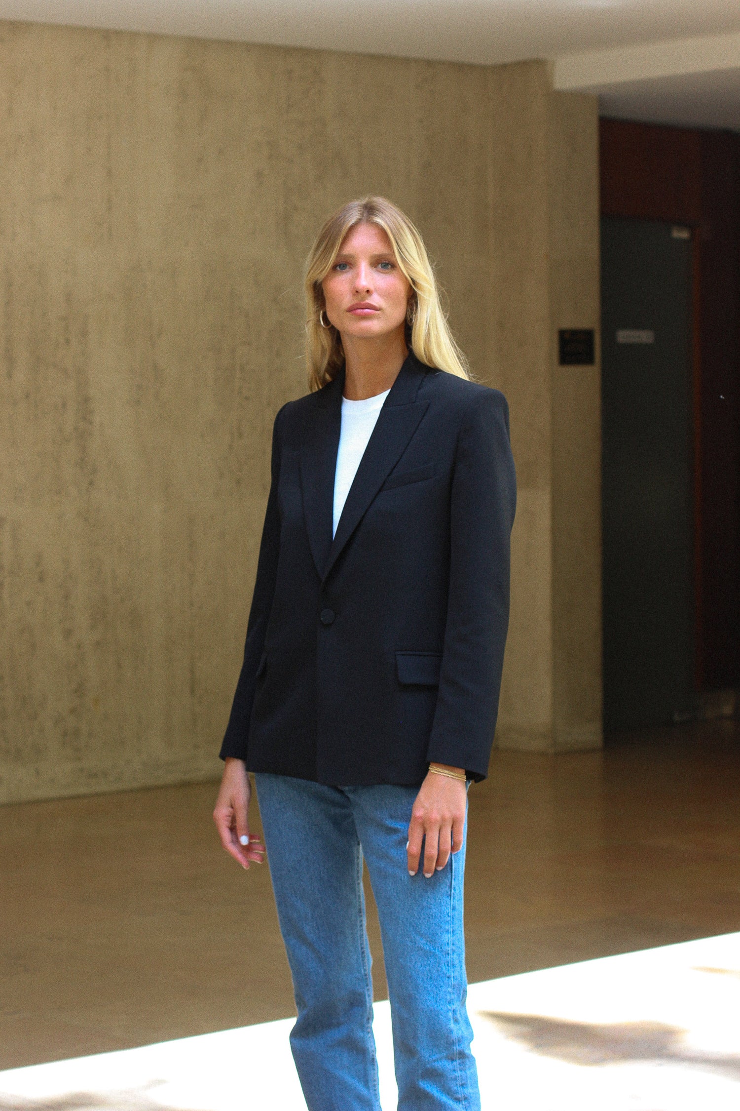 veste blazer Lauren Gabardine noire made in France par Facettes Studio