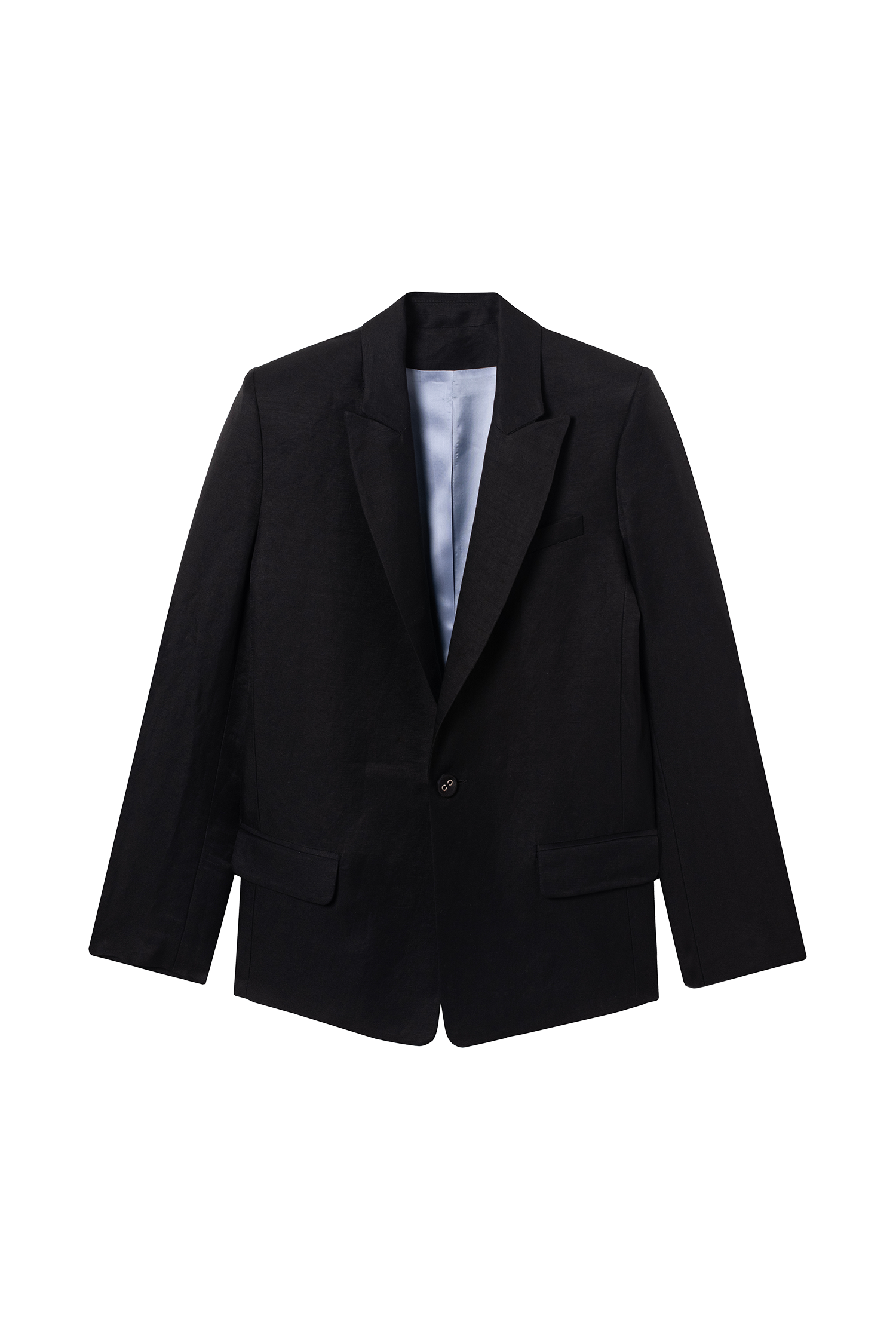 veste blazer en lin noir upcyclé made in France par Facettes Studio