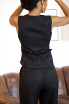 gilet de costume femme grain de poudre noir Made in France par Facettes Studio