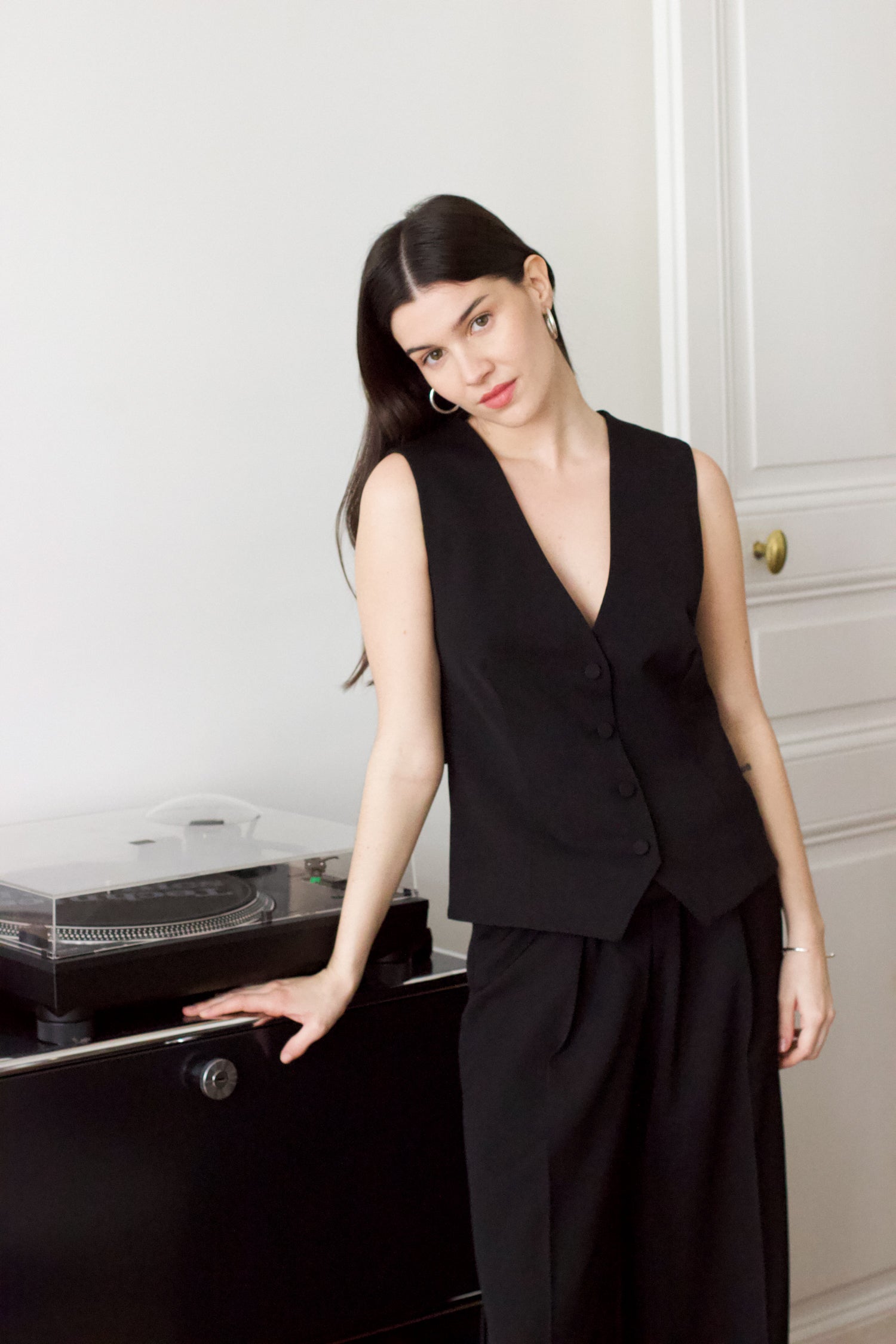 Kate Wool Gabardine Vest Black | Facettes Studio