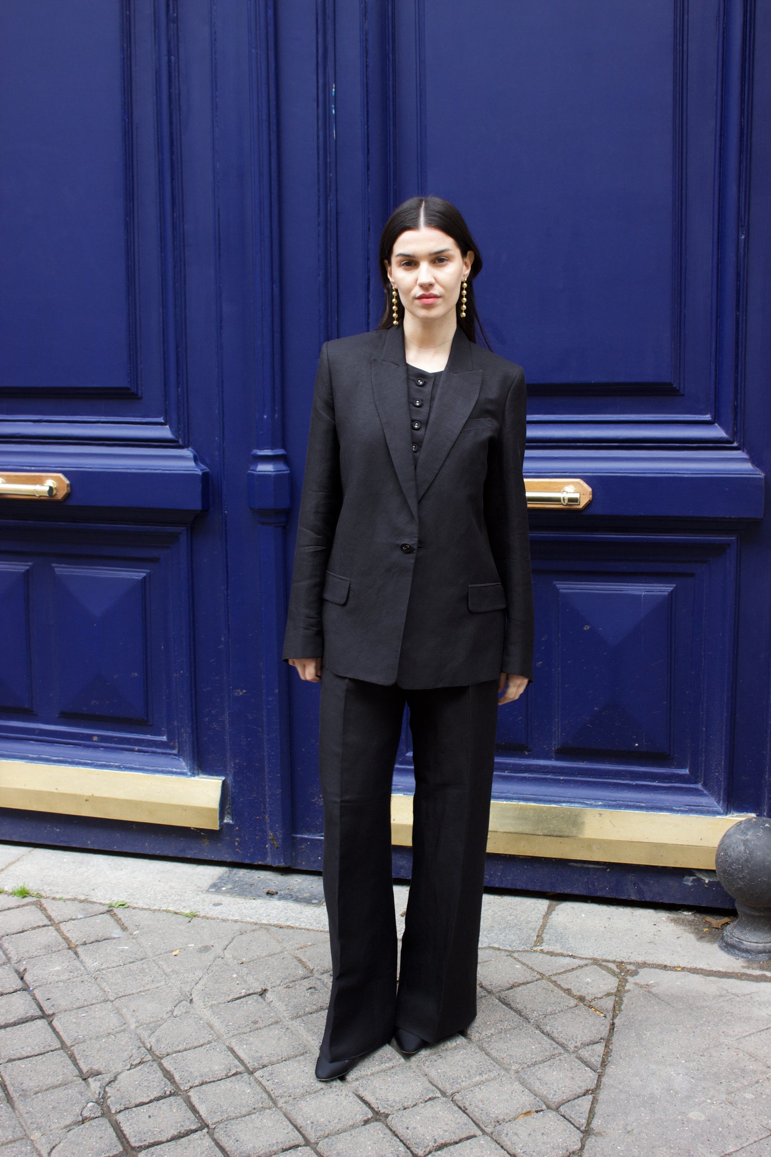 L Ensemble Tailleur Pantalon Twill de Lin Noir 34 34