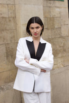 veste smoking femme blanc et noir Made in France par Facettes Studio