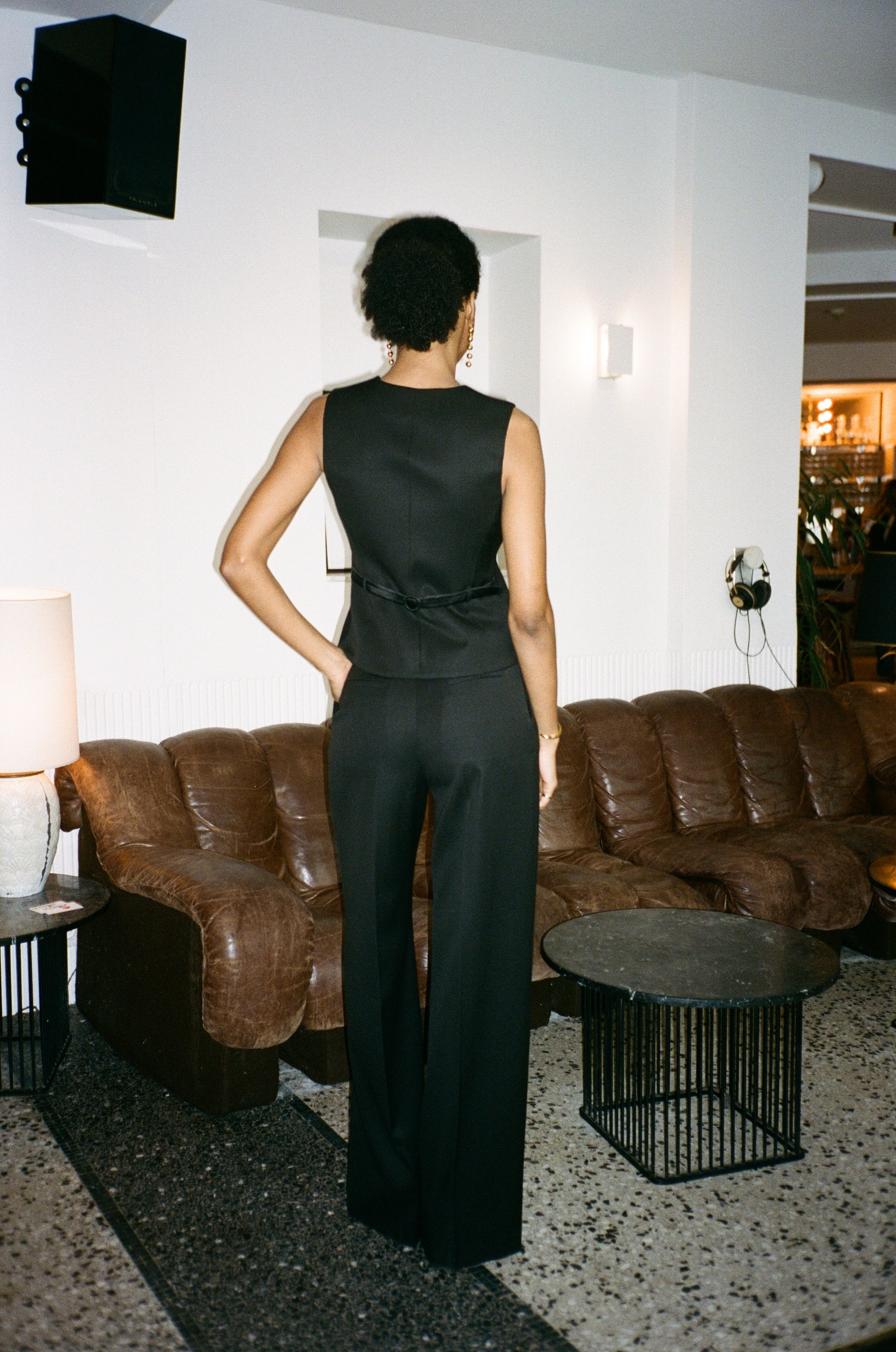 pantalon de smoking femme grain de poudre noir Made in France par Facettes Studio