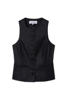 gilet tailleur femme flanelle de laine anthracite Made in France par Facettes Studio