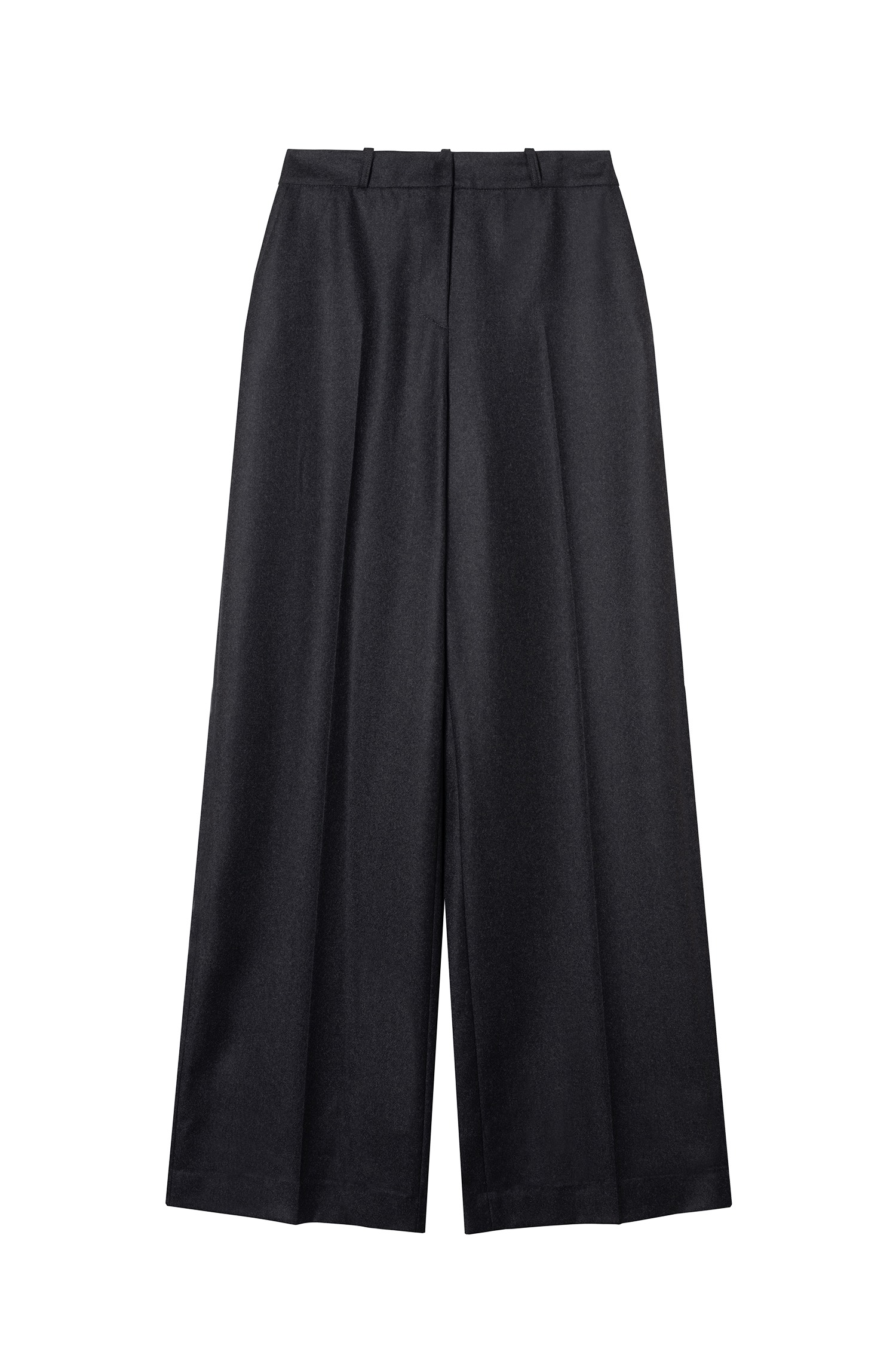 pantalon tailleur flanelle de laine anthracite Made in France par Facettes Studio