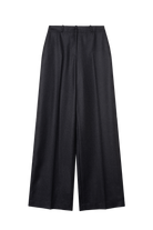 pantalon tailleur flanelle de laine anthracite Made in France par Facettes Studio