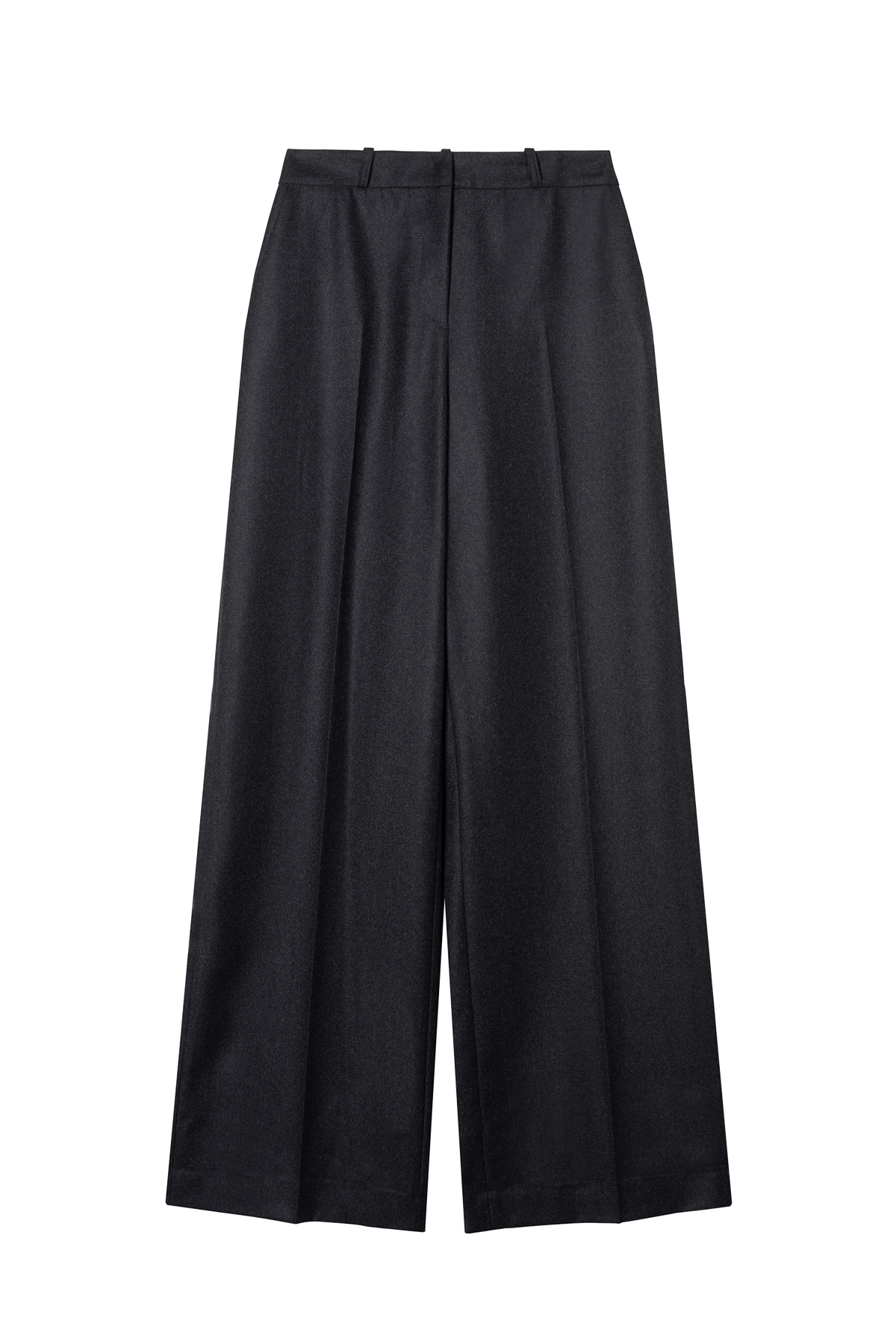 pantalon tailleur flanelle de laine anthracite Made in France par Facettes Studio