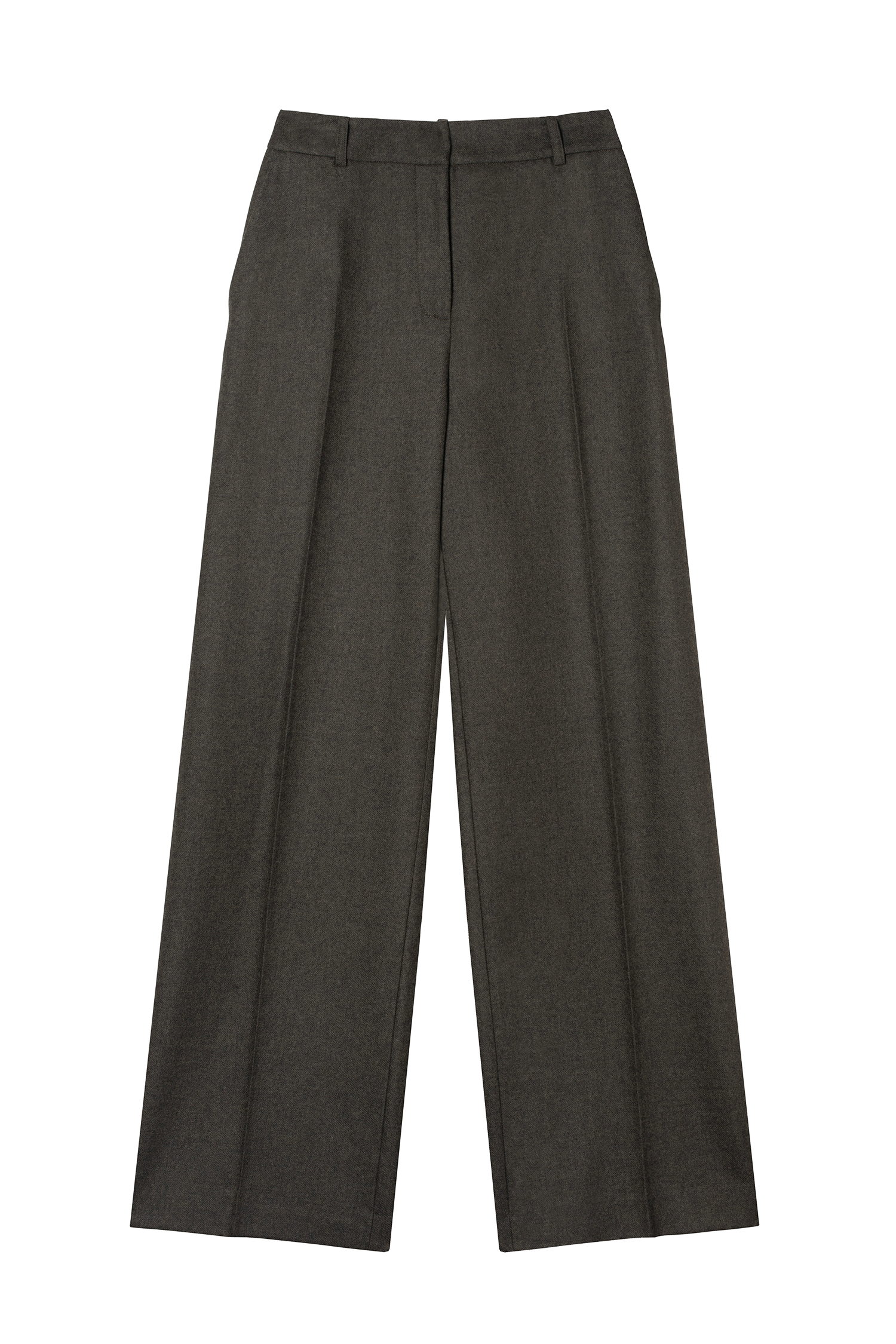 pantalon tailleur femme flanelle de laine vert forêt Made in France par Facettes Studio