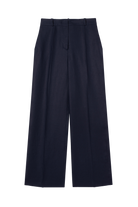 pantalon de tailleur femme toile de lin GOTS bleu marine Made in France par Facettes Studio