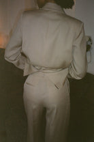pantalon de tailleur femme gabardine de laine beige Made in France par Facettes Studio