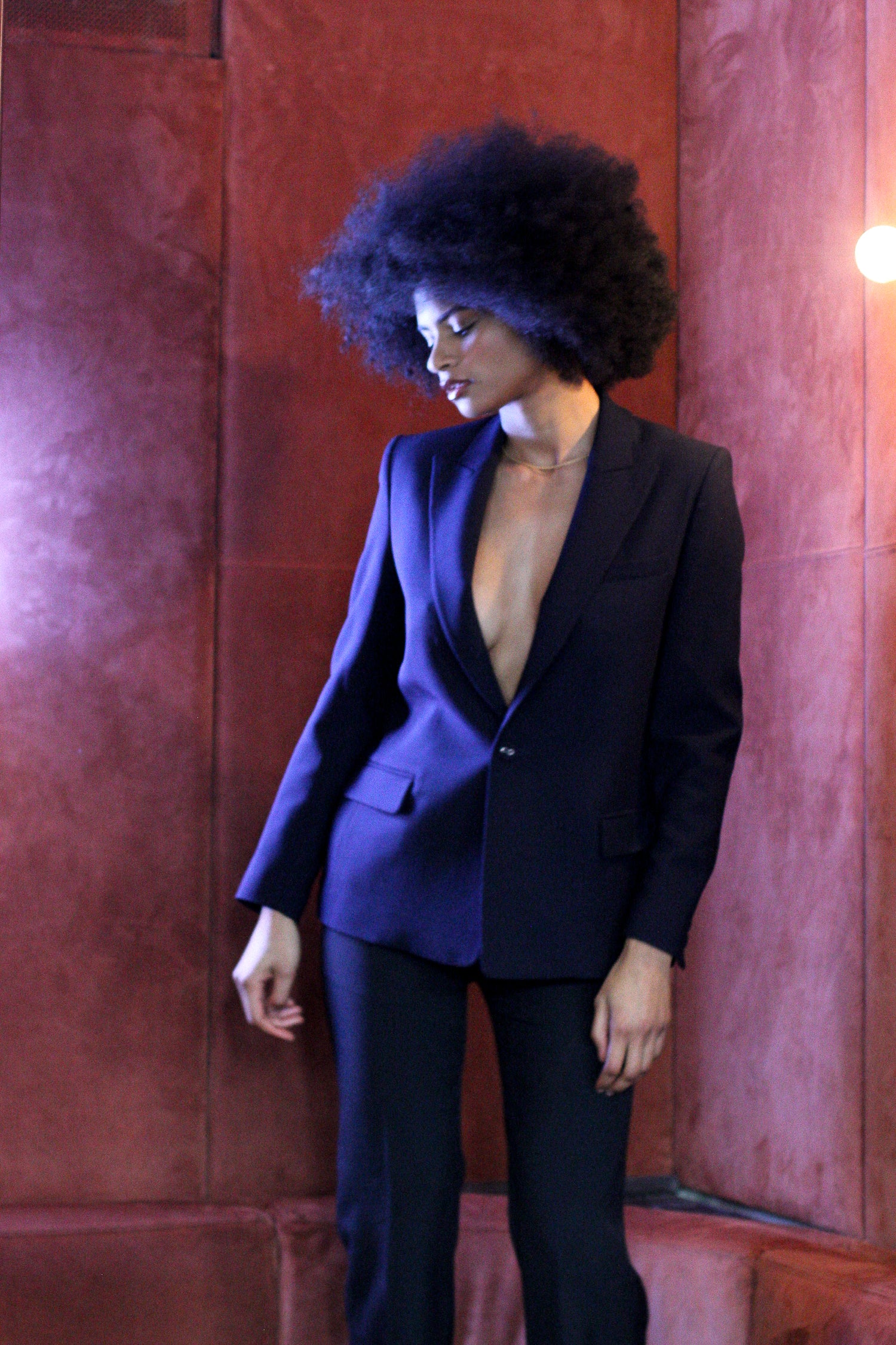 veste blazer bleu marine femme made in France par Facettes Studio