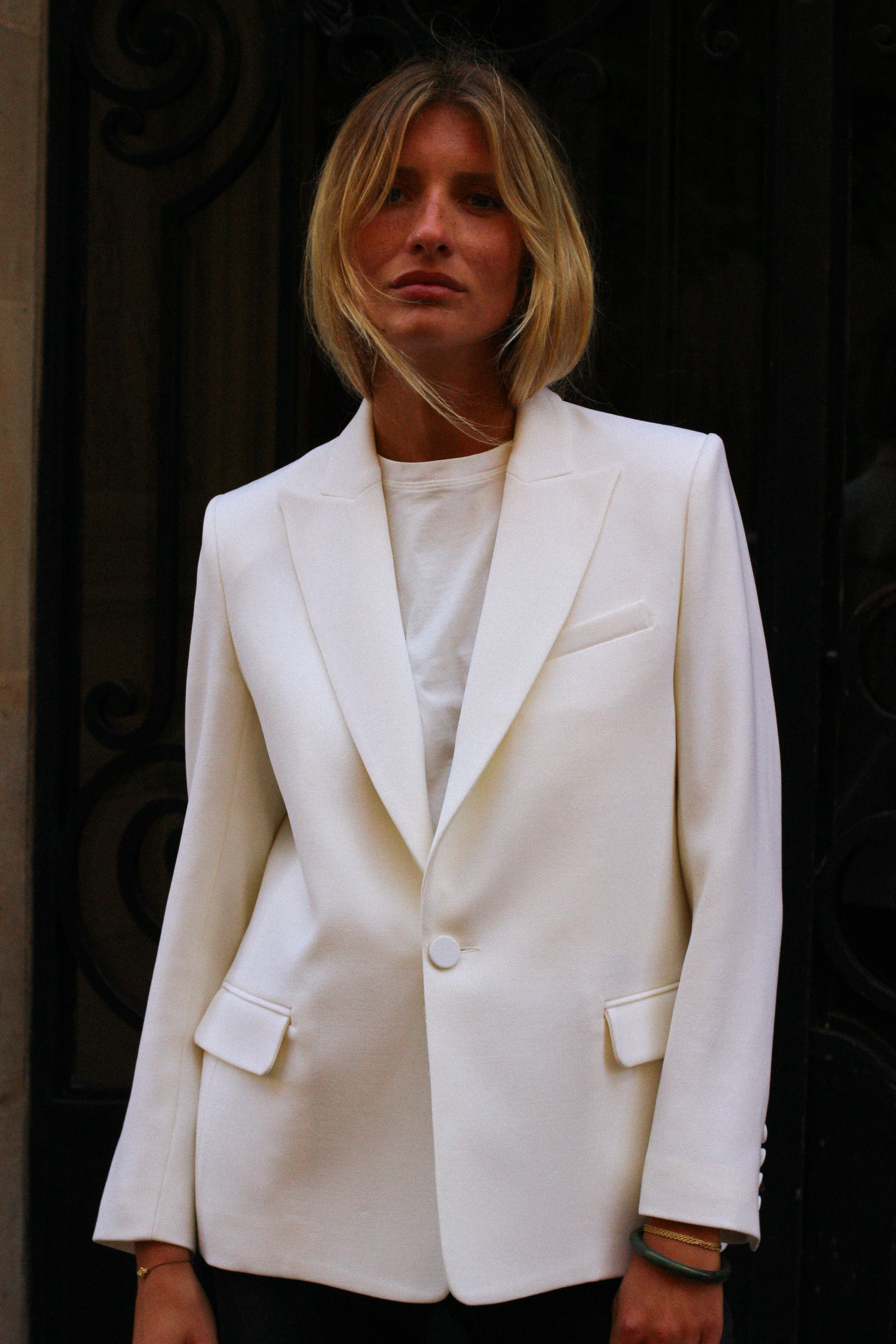 veste blazer blanche made in France par Facettes Studio