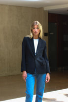 veste blazer Lauren Gabardine noire made in France par Facettes Studio
