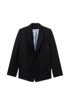 veste blazer en lin noir upcyclé made in France par Facettes Studio